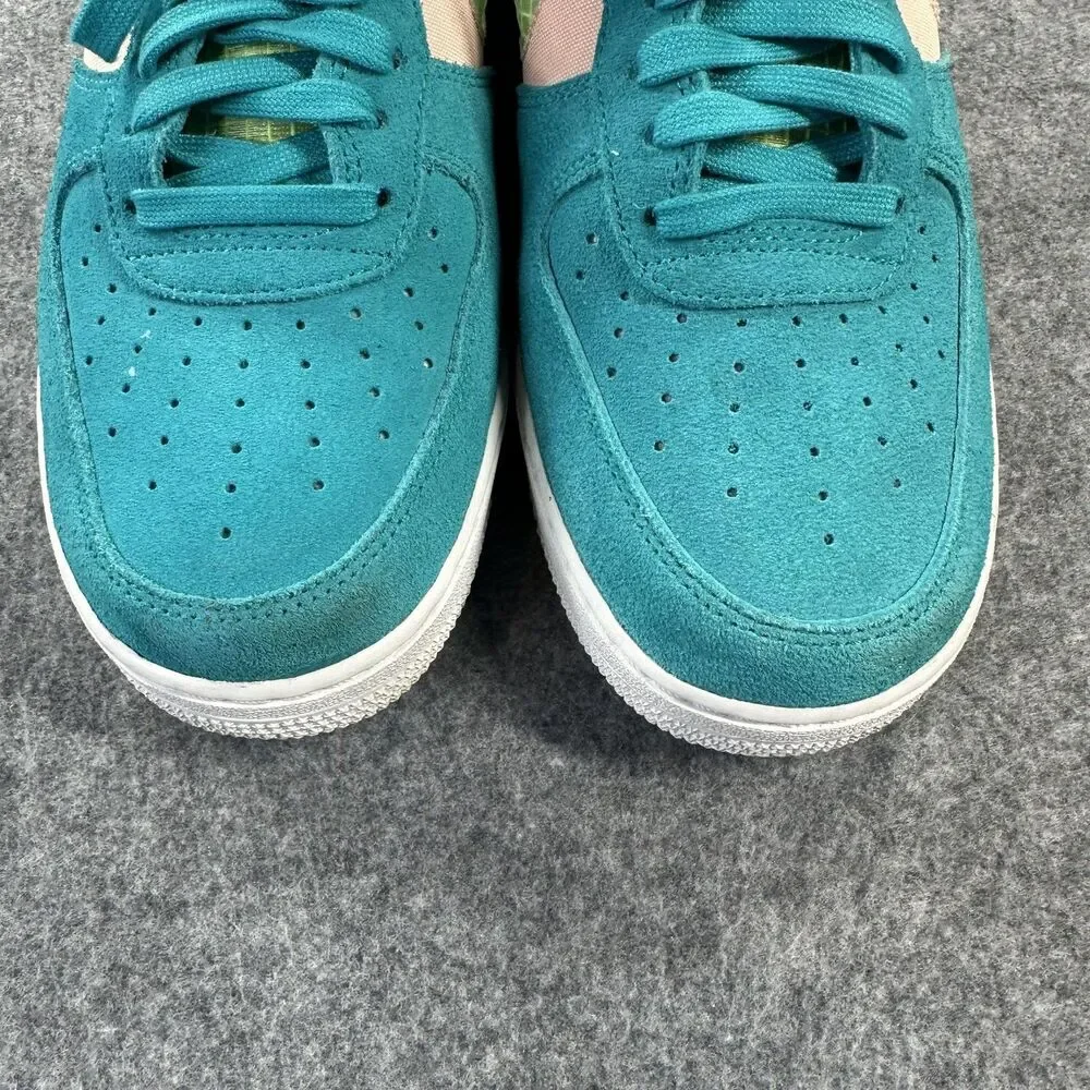 Nike Air Force 1 Low Shoes Sneakers Mens Sz 9.5 Teal Multicolor Suede CK4383-300